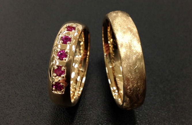 yellow gold ruby wedding ring