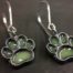 ujo_rocks_paw_earrings_sterling_silver_green_glow_in_the_dark_frosted_oxidised_daytime_front