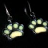 ujo_rocks_paw_earrings_sterling_silver_orange_glow_in_the_dark_frosted_oxidised_nighttime_front