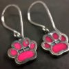 ujo_rocks_paw_earrings_sterling_silver_pink_glow_in_the_dark_frosted_oxidised_daytime_back