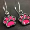 ujo_rocks_paw_earrings_sterling_silver_pink_glow_in_the_dark_frosted_oxidised_daytime_front