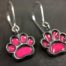 ujo_rocks_paw_earrings_sterling_silver_pink_glow_in_the_dark_frosted_oxidised_daytime_front