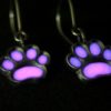 ujo_rocks_paw_earrings_sterling_silver_pink_glow_in_the_dark_frosted_oxidised_nighttime_front
